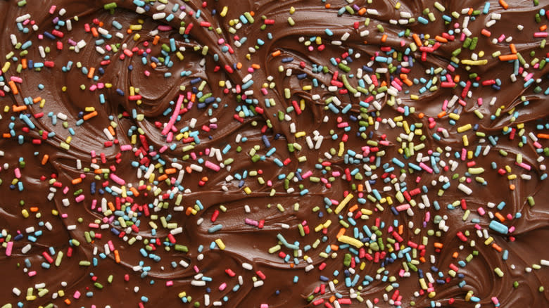chocolate frosting with sprinkles