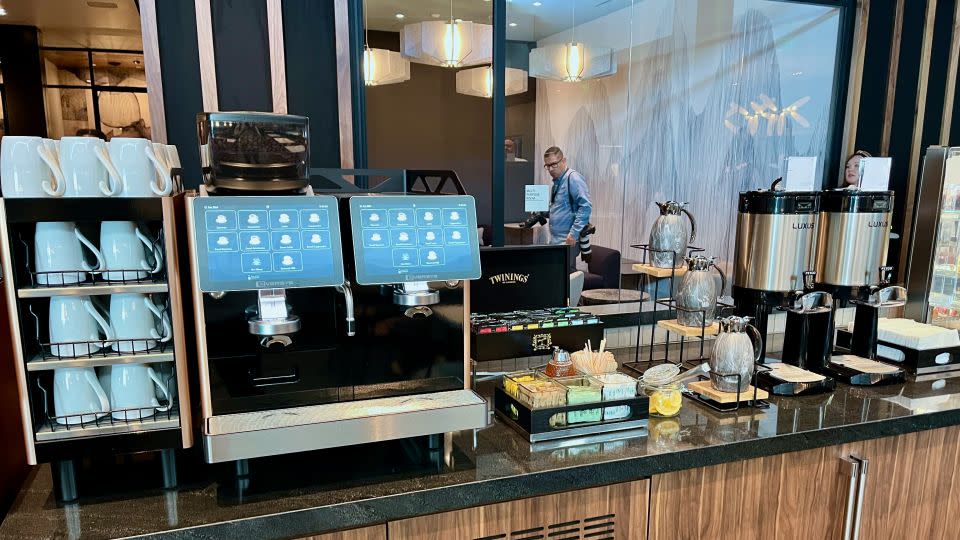 A coffee station in the main dining room - Andrew Kunesh/CNN Underscored