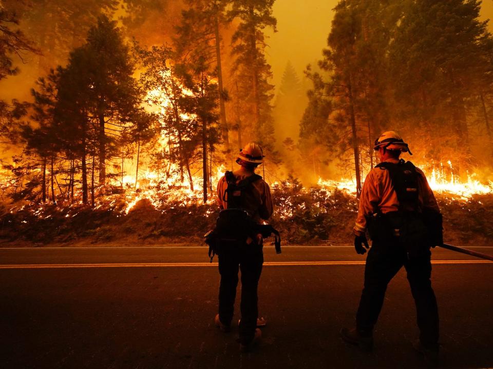 creek fire california firefighters