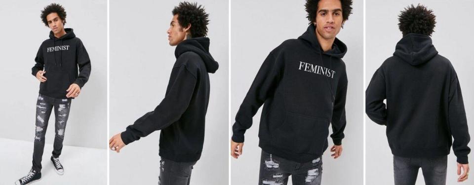 Forever21 collage of model wearing feminist clothing