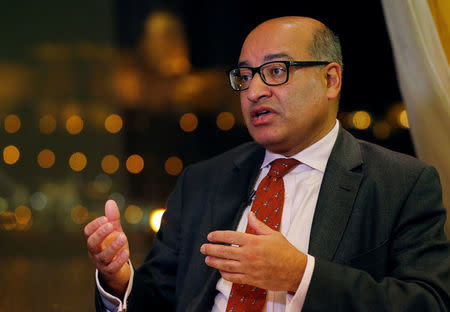 Suma Chakrabarti President of the European Bank for Reconstruction and Development (EBRD), gestures during an interview with Reuters in Budapest, Hungary, November 9, 2016. REUTERS/Laszlo Balogh