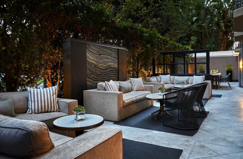 The patio at Avec Nous French Bistro in Beverly Hills.