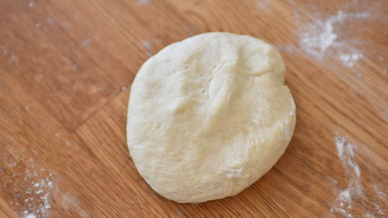 kneading cannoli dough