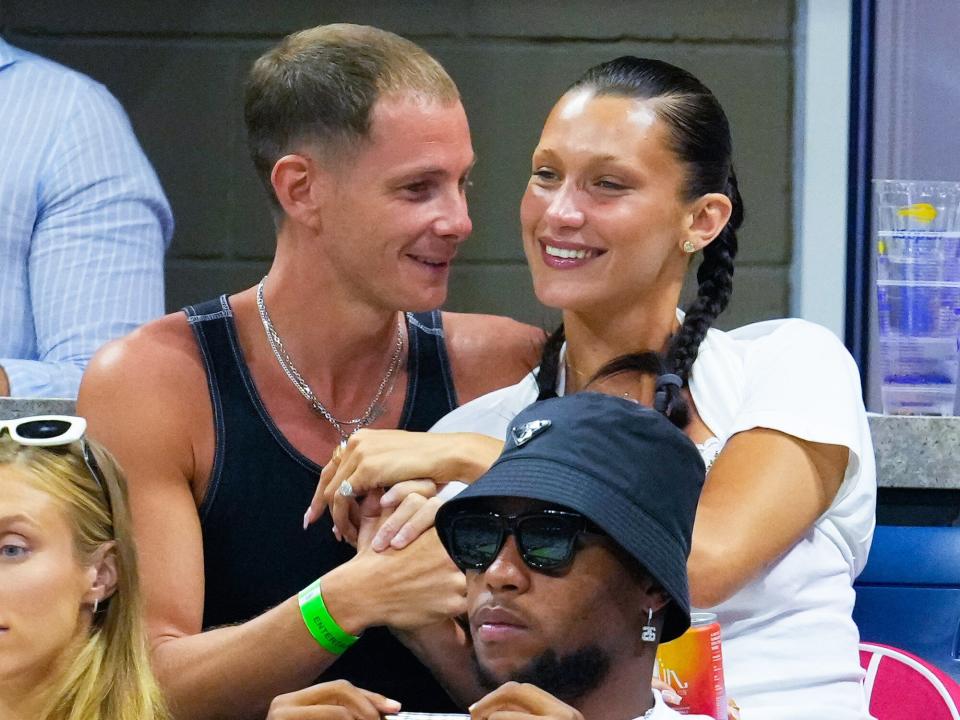 Marc Kalman, Bella Hadid atttend the 2022 US Open at USTA Billie Jean King National Tennis Center on September 2, 2022 in the Flushing neighborhood of the Queens borough of New York City