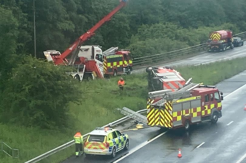 The firefighters were taken to hospital by the North West Ambulance Service