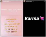 <p>Por su parte, Chiara Ferragni se limitó a compartir estas dos imágenes en su Instagram Stories que parecen referirse claramente a lo sucedido. “Recordad chicos, la confianza en uno mismo lo es todo” y “Karma”, decían. (Foto: Instagram / <a rel="nofollow noopener" href="http://www.instagram.com/chiaraferragni/" target="_blank" data-ylk="slk:@chiaraferragni;elm:context_link;itc:0;sec:content-canvas" class="link ">@chiaraferragni</a>). </p>