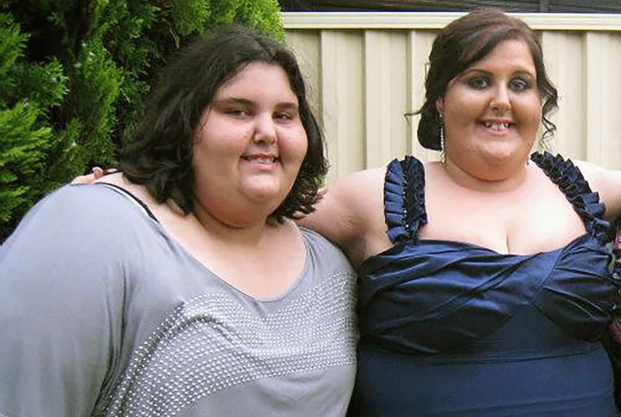 At her heaviest, Annabelle Chiarello (L) weighed 248 kilos at age 13. Photo: Caters.