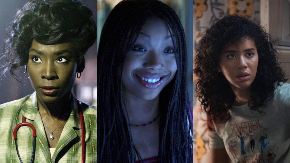 a Black final girl collage of Donna, Karla, and Mindy