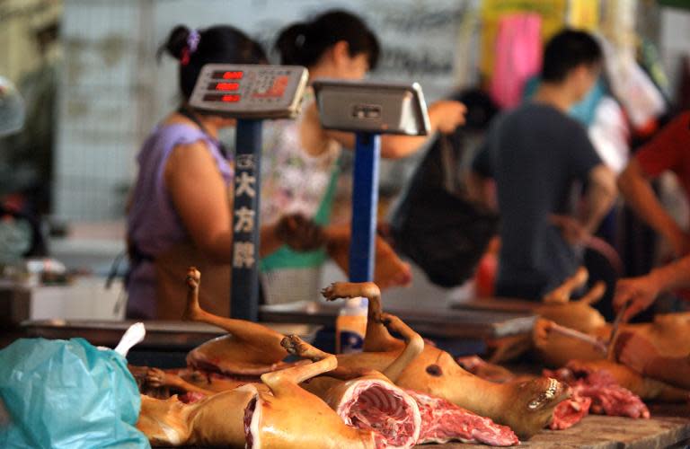 Chinese residents of Yulin eat dog meat and lychees to celebrate their annual summer solstice festival on June 18, 2014
