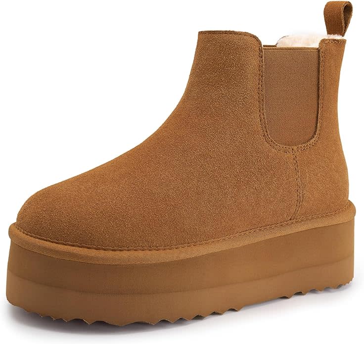 Chestnut platform chelsea boots