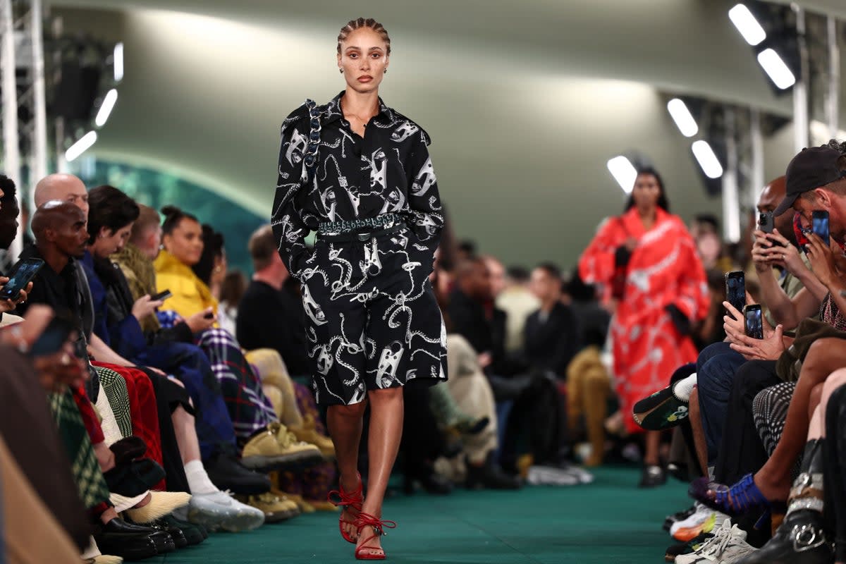 Adwoa Aboah walks for Burberry during London Fashion Week (AFP via Getty Images)