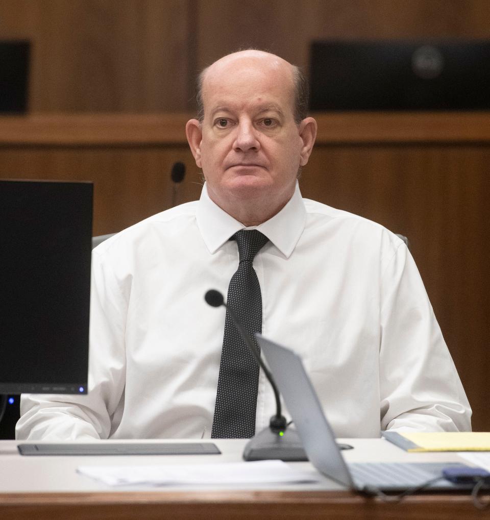 John Guillebeau looks on as jury selection begins in the Santa Rosa County Court House on Feb. 12 at 8:30 a.m. Guillebeau was convicted of second-degree murder with a firearm in the death Victor Trial back on Nov. 15, 2021.