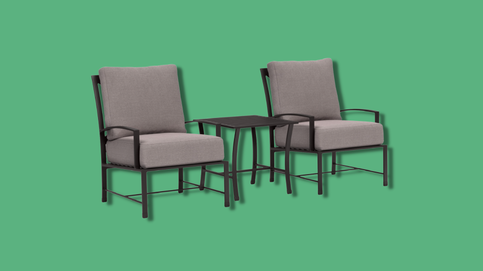 These simple chairs are part of a larger collection of high-end patio furniture.