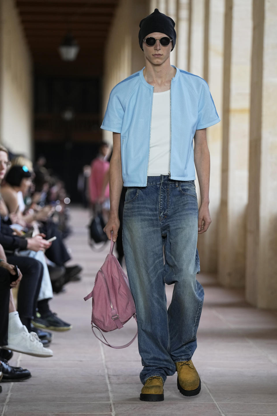 A model wears a creation for Givenchy Menswear Spring/Summer 2024 fashion collection presented in Paris, Thursday, June 22, 2023. (AP Photo/Michel Euler)