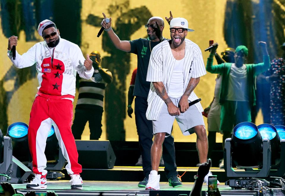 Ghostface Killah and Method Man perform during Hip Hop 50 Live at Yankee Stadium on Friday in New York City.
