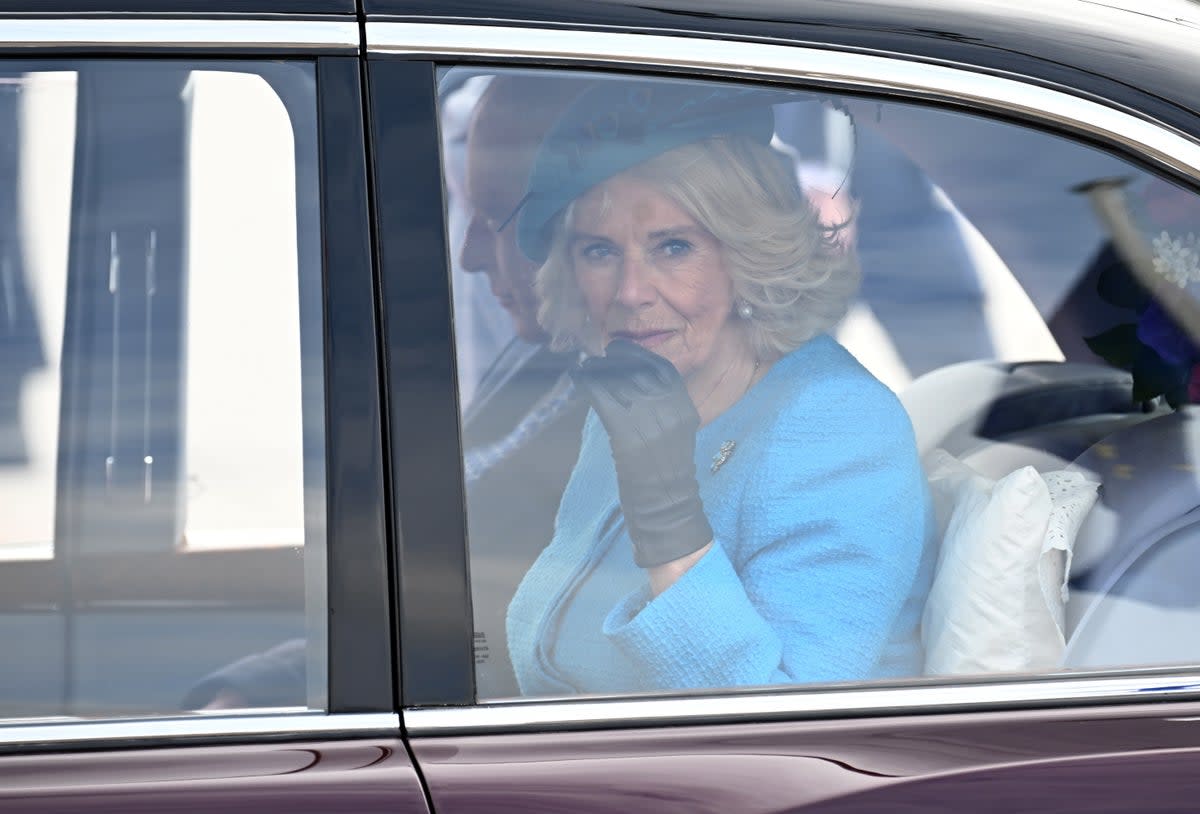 Charles and Camilla arrive at the airport on Wednesday afternoon (EPA)