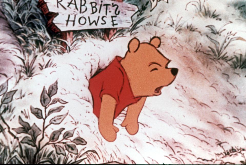 Winnie-the-Pooh wears his usual red top in the 1966 short <em>Winnie the Pooh and the Honey Tree</em>. (Photo: Everett Collection/Walt Disney Co.).