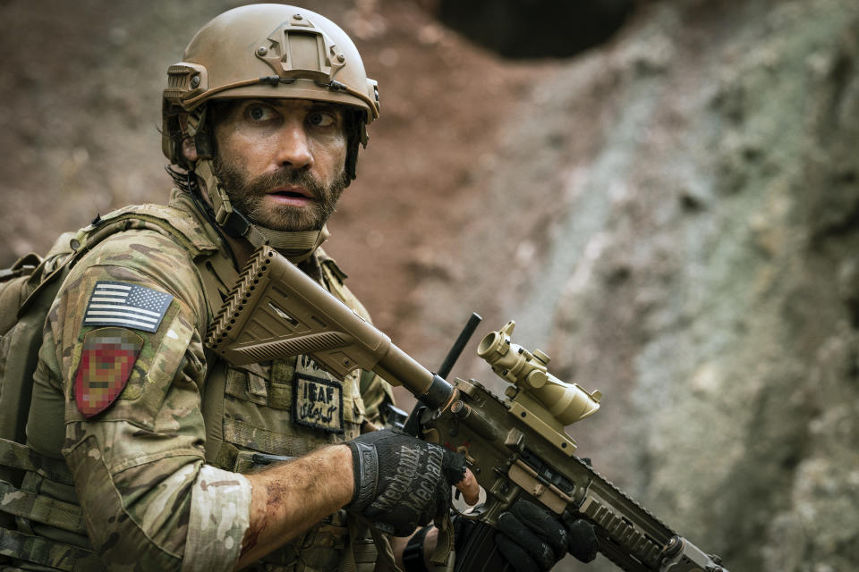 This image released by Metro Goldwyn Mayer Pictures shows Jake Gyllenhaal as Sgt. John Kinley in a scene from "Guy Ritchie's The Covenant." (Christopher Raphael/Metro Goldwyn Mayer Pictures via AP)