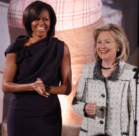 First Lady Michelle Obama and Secretary of State Hillary Rodham Clinton