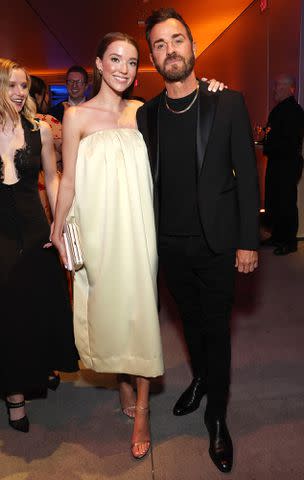 <p>Monica Schipper/GA/The Hollywood Reporter via Getty Images</p> Justin Theroux and Nicole Brydon Bloom attend the after party for the Los Angeles premiere of Hulu's "We Were The Lucky Ones" in March 2024