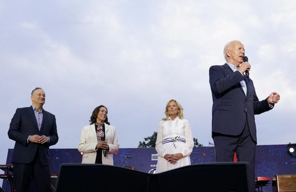 Biden’s second slip of the day occured on the White House South Lawn (REUTERS)