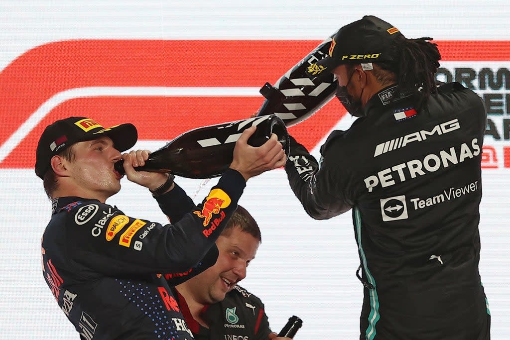 Lewis Hamilton claimed victory ahead of Max Verstappen at the Qatar Grand Prix  (AFP via Getty Images)