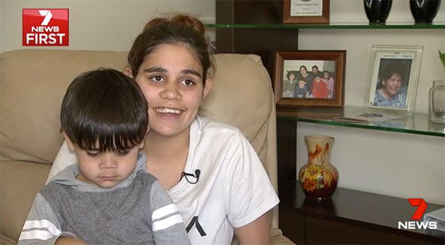 Xavier, picture with mum Kateesha, was flown to Adelaide. Photo: 7 News