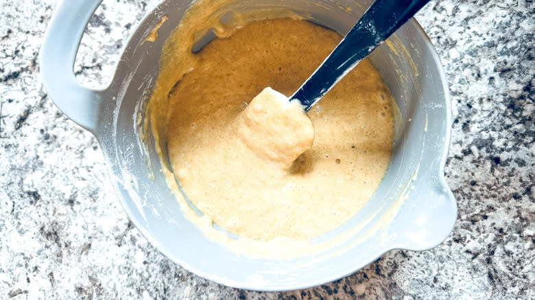 batter in bowl with spatula