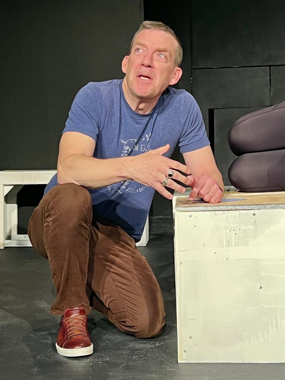 Dan Kelly rehearses for Curtain Call Theatre's "The Curious Incident of the Dog in the Night-Time."