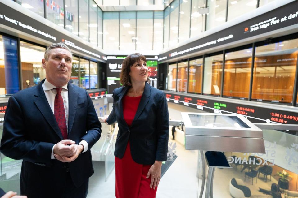 Keir Starmer and Rachel Reeves - who have been wooing business chiefs - during a visit to London Stock Exchange (PA Wire)