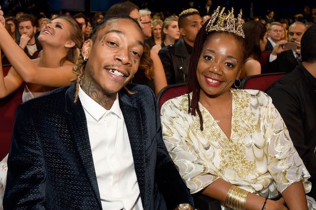 <p>Frazer Harrison/AMA2015/Getty</p> Wiz Khalifa and Peachie Wimbush in Los Angeles in November 2015