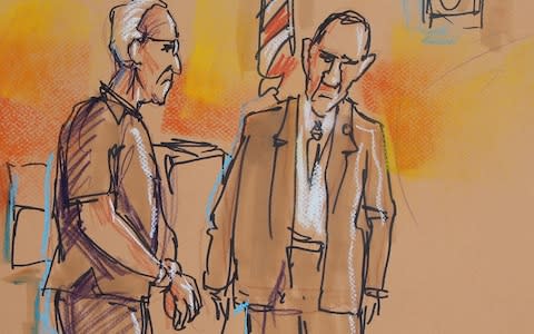 Roger Stone is shown in this courtroom sketch at his appearance in U.S. federal court in Fort Lauderdale - Credit: Reuters