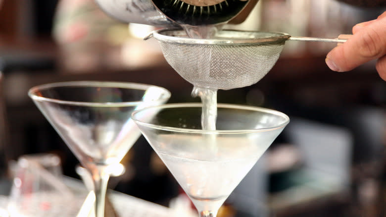 pouring a martini