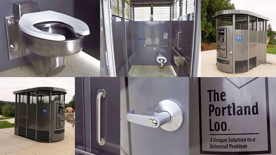 A collage of photos of The Portland Loo