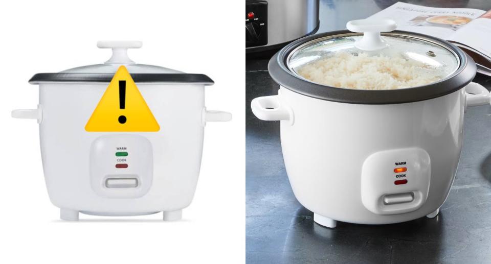 Kmart rice cooker with caution logo