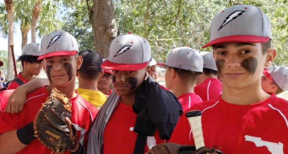 Christian Bono (left), Nehemiah Turban (middle) and Matthew Bono played travel baseball for the Florida Naturals. Christian Bono and Turban died and Matthew Bono was injured in a car accident Sunday morning.