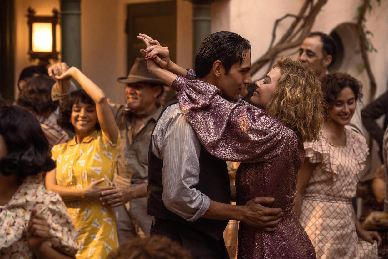 Diego Calva as Manny Torres with Margot Robbie as Nellie LaRoy in Babylon. (Scott Garfield / Paramount Pictures)