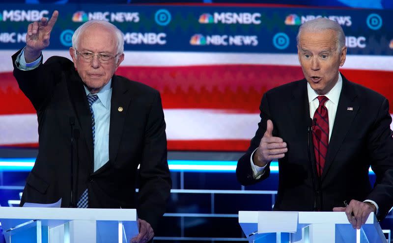 Former Vice President Joe Biden speaks at the ninth Democratic 2020 U.S. Presidential candidates debate at the Paris Theater in Las Vegas Nevada, U.S.