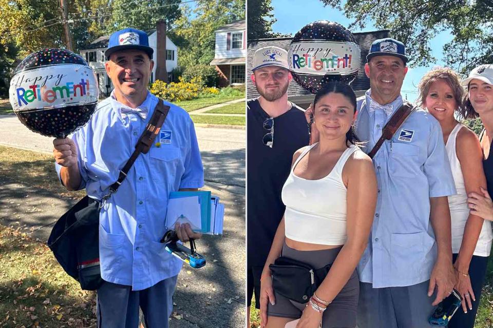 <p>Alexa Buda</p> Family joins their dad for his final walk as a USPS mail carrier