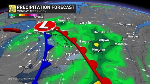 Ontario Monday afternoon precipitation timing_May 26