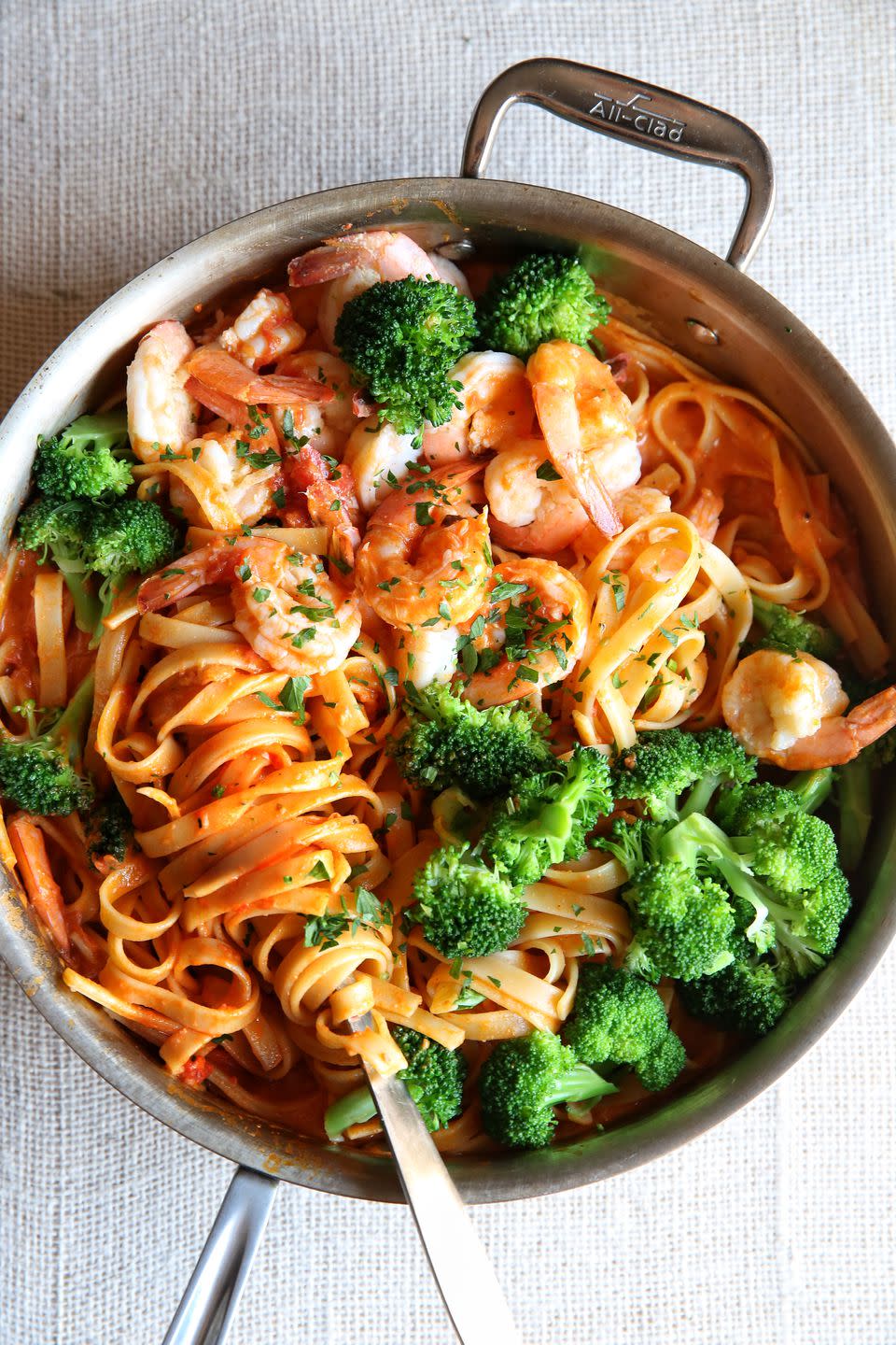 Shrimp and Broccoli Fettuccine