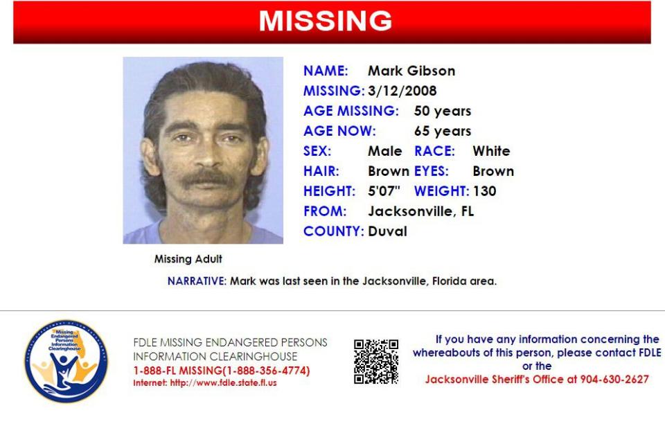 Mark Gibson was reported missing from Jacksonville on March 12, 2008.