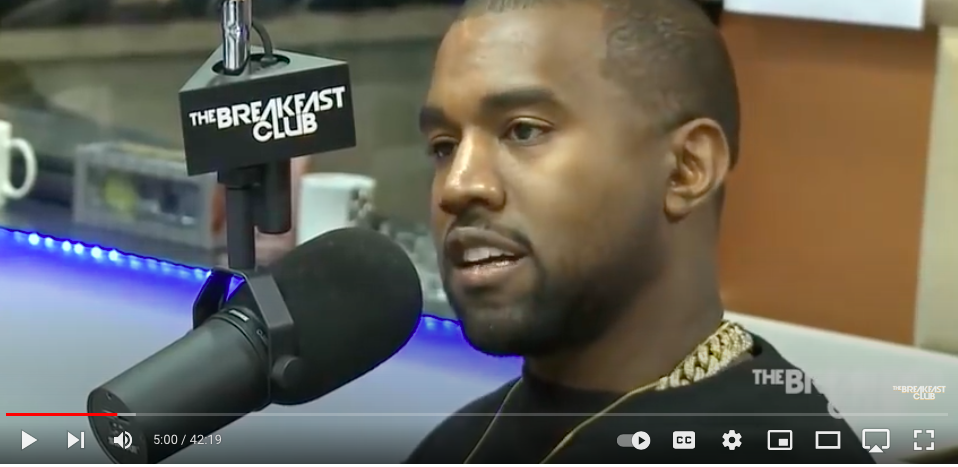 Kanye West on “The Breakfast Club” in 2013 / YouTube