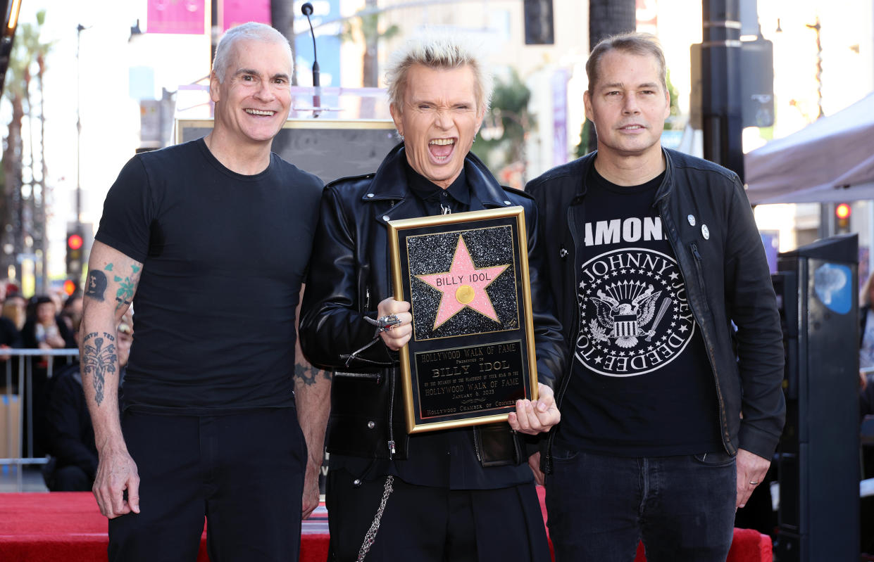 Henry Rollins, Billy Idol and Shepard Fairey attend the Hollywood Walk of Fame Star Ceremony for Billy Idol on January 06, 2023 in Hollywood, California. (David Livingston / Getty Images)