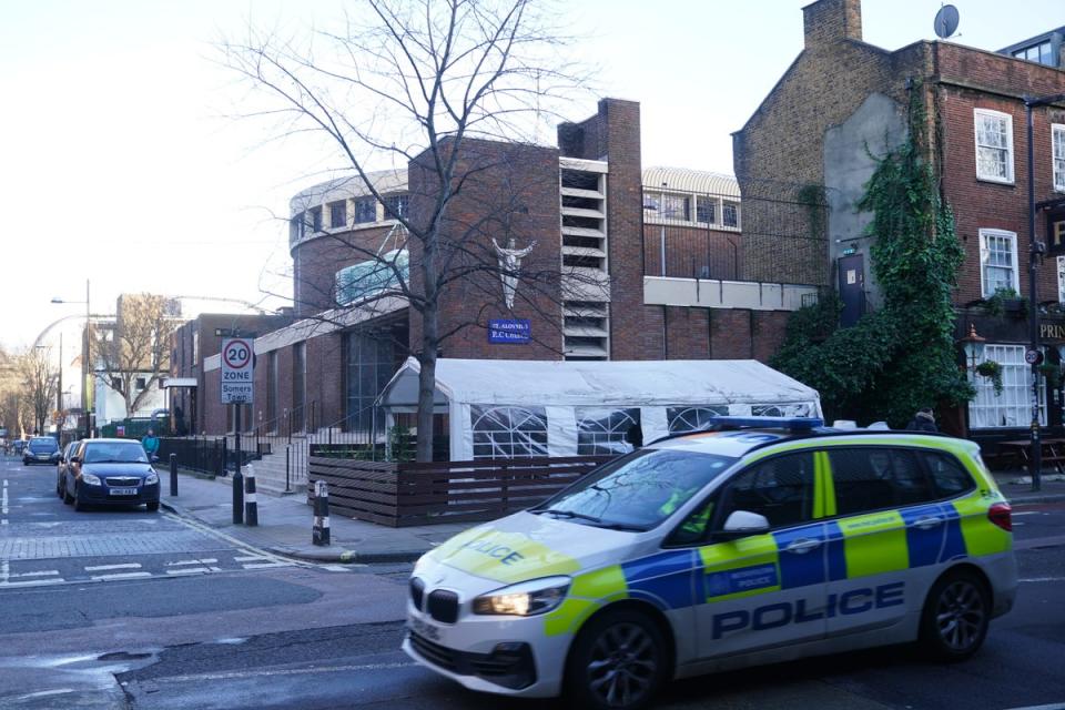 The scene outside St Aloysius Church (PA Wire)