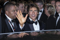 FILE - Tom Cruise departs after the premiere of the film 'Top Gun: Maverick' at the 75th international film festival, Cannes, southern France, Wednesday, May 18, 2022. Star power has been out in force at the 75th Cannes Film Festival. After a 2021 edition muted by the pandemic, this year's French Riviera spectacular has again seen throngs of onlookers screaming out "Tom!" "Julia!" and "Viola!" The wattage on display on Cannes' red carpet has been brighter this year thanks the presence of stars like Tom Cruise, Julia Roberts, Viola Davis, Anne Hathaway, Idris Elba and others. But as the first half of the French Riviera spectacular has shown, stardom in Cannes is global. Just as much as cameras have focused on Hollywood stars, they've been trained on the likes of India's Aishwarya Rai and South Korea's Lee Jung-jae. (AP Photo/Petros Giannakouris, File)