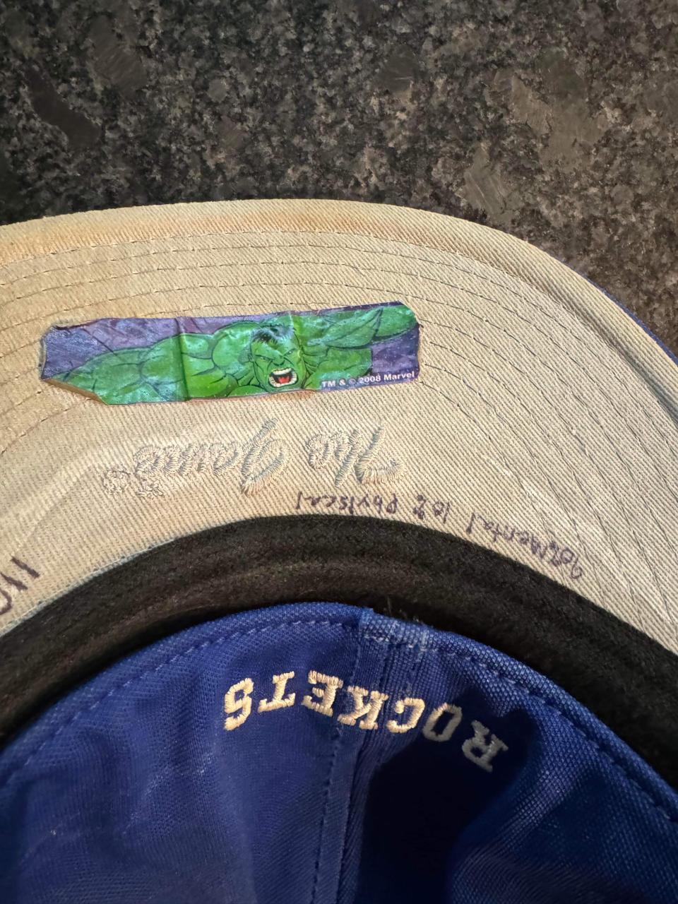 The band-aid that started it all was an Incredible Hulk on the inside of Hunter Jewell's high school baseball hat.