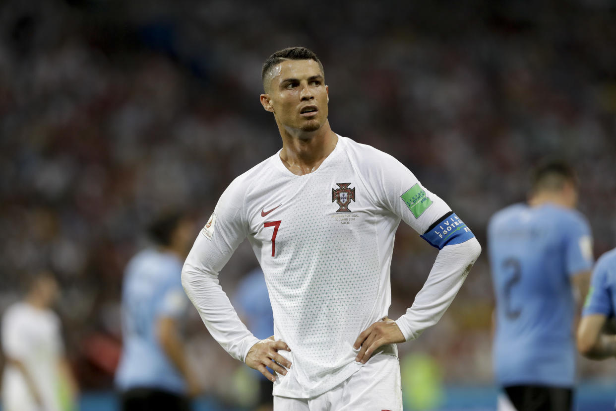 Portugal’s Cristiano Ronaldo released a statement denying allegations that he raped an American woman at a Las Vegas hotel in 2009. (AP Photo/Andre Penner)