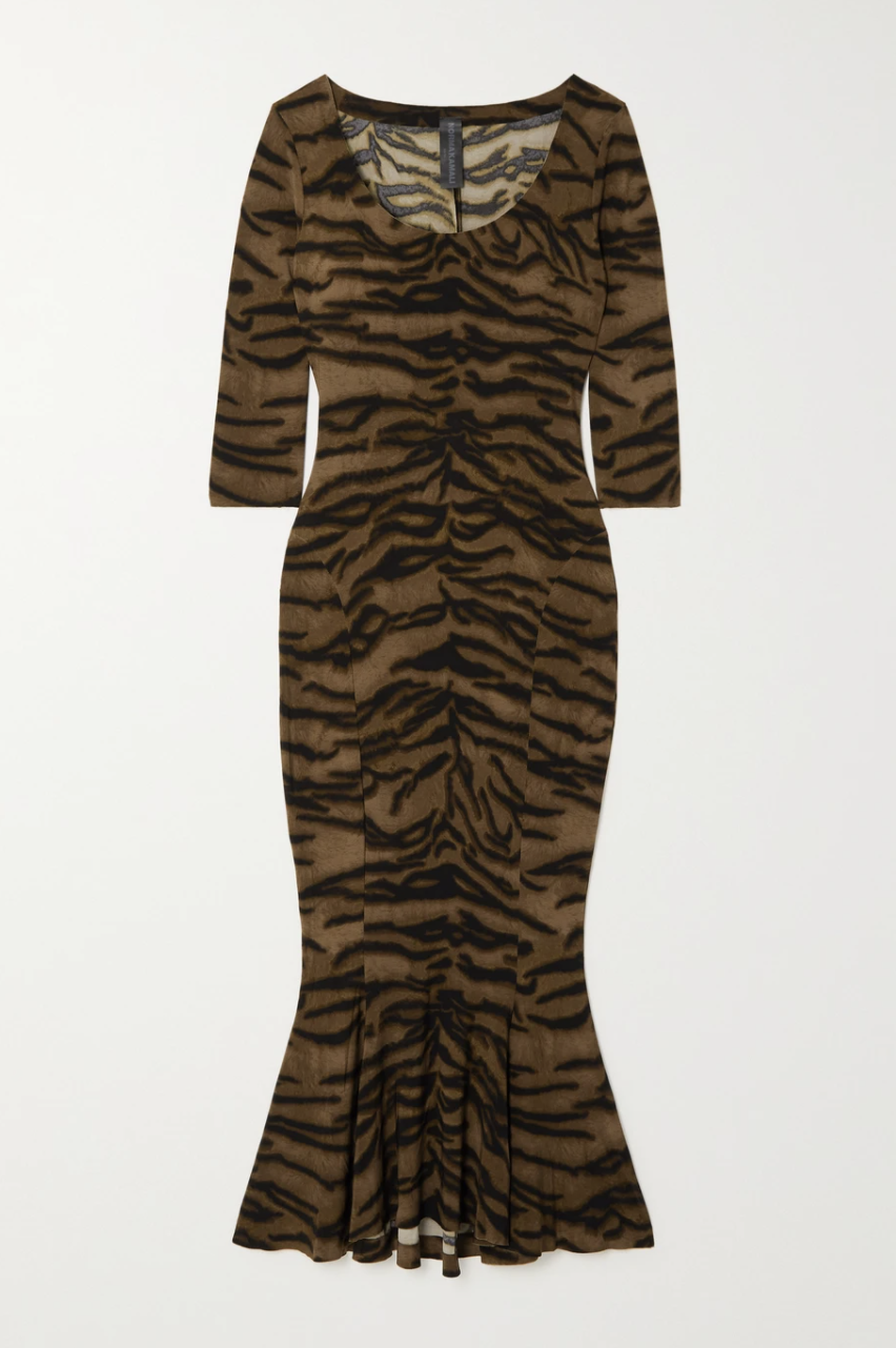 Tiger-Print Midi Dress