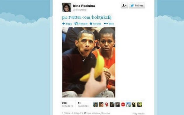 Irina Rodnina’s Racist Tweet About President Obama Still Causing Headaches In Sochi image irina rodnina